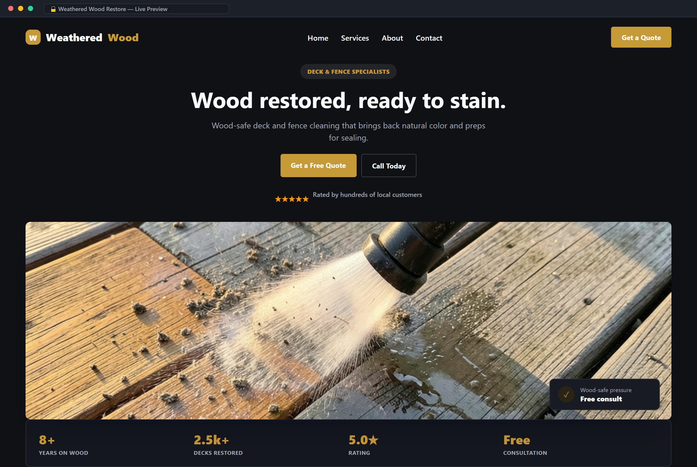 Deck & Fence Website design example