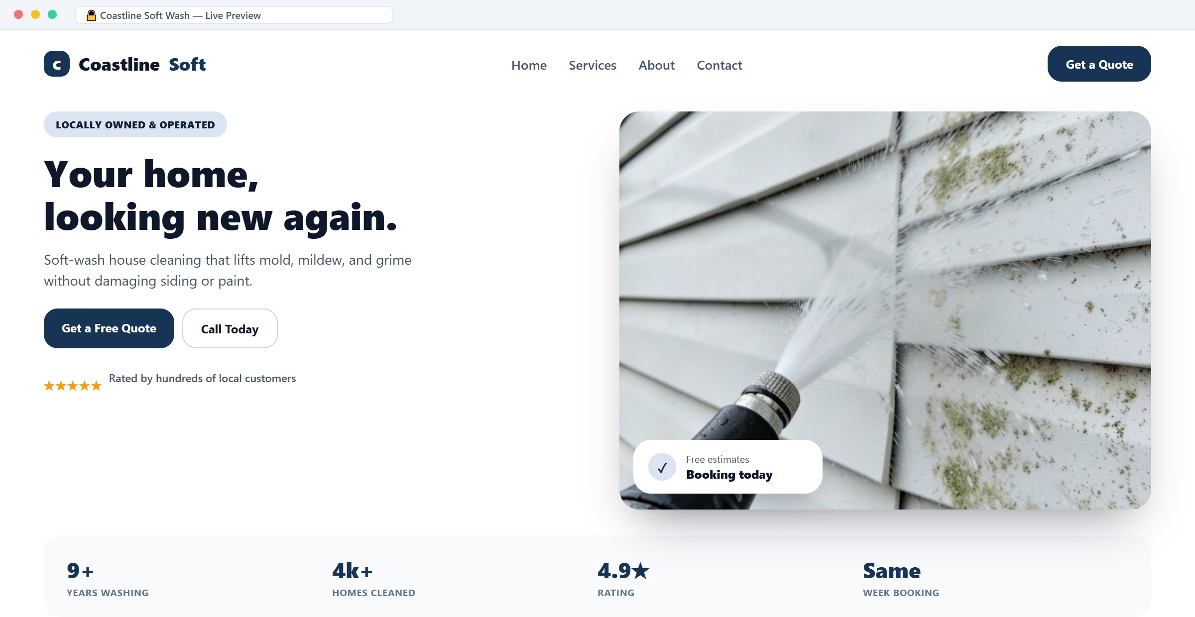 House Washing Website design example